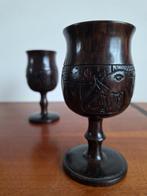 Wijnbekers/glazen uit tanzania van ebbenhout, Ophalen of Verzenden, Zo goed als nieuw, Overige typen