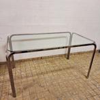 Vintage IKEA Glazen Eettafel met Chroom Onderstel, Huis en Inrichting, Tafels | Eettafels, Ophalen, Gebruikt, 100 tot 150 cm, -