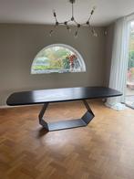 Zwarte Deense ovale eettafel - Vermeer poot, Ophalen, 100 tot 150 cm, Zo goed als nieuw, Vijf personen of meer