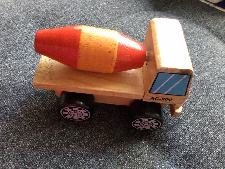 Vintage Oud Houten Auto’tje 💥 Betonmixer, Kinderen en Baby's, Speelgoed | Houten speelgoed, Zo goed als nieuw, Ophalen of Verzenden