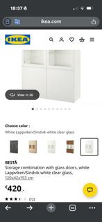 Besta - opbergcombinatie met glazen deuren, Huis en Inrichting, Ophalen, Met deur(en), 100 tot 150 cm, Glas