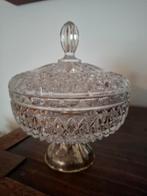 Antieke glazen bonbonnière met zilveren voet, Antiek en Kunst, Antiek | Glas en Kristal, Ophalen