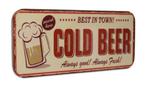 Cold beer best in town bier XXXL reclamebord van metaal deco, Info@deconoord.nl, Verzenden, Deco Noord, Nieuw