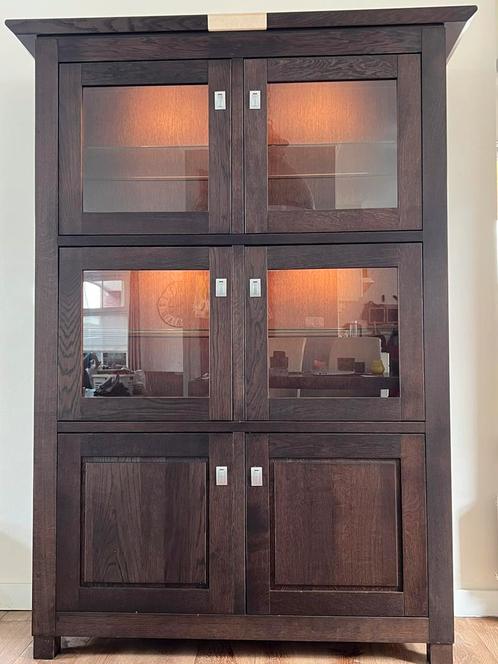 Vitrinekast, dressoir en tv-meibel Donker eiken, Huis en Inrichting, Kasten | Buffetkasten, Gebruikt, 150 tot 200 cm, 100 tot 150 cm