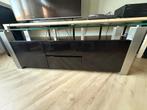 TV meubel Italiaans design glas aluminium, Ophalen, Gebruikt, 150 tot 200 cm, Glas