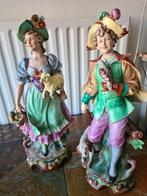 Capodimonte handbeschilderd antiek Jager en Herderin, Ophalen of Verzenden