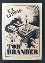 Exlibris Tor Brander (Ilmari Paananen) (kaars, bureau, boek), Antiek en Kunst, Ophalen of Verzenden