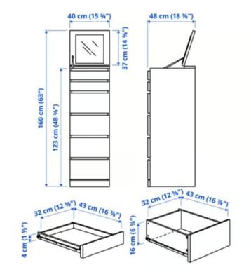 IKEA MALM ladekast met 6 lades - met spiegel - afbeelding 6
