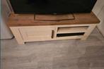 TV-Dressoir Lizzano, wit met acacia bovenblad, 100 tot 150 cm, Ophalen of Verzenden, Zo goed als nieuw, Minder dan 100 cm
