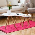 Salon tafels 3x set notenhout - nieuw in doos, 45 tot 60 cm, Minder dan 55 cm, Rond, Nieuw