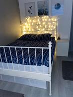 IKEA LEIRVIK metalen bed 140x200 incl. matras en lattenbodem, Huis en Inrichting, Slaapkamer | Bedden, Ophalen, Wit, Tweepersoons