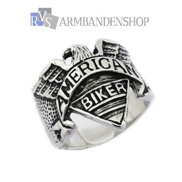 Rvs American biker ring edelstaal van RVS zilver mannen ring beschikbaar voor biedingen