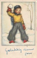 KERST jongen gooit sneeuwbal tekening Rijka Bleeker uit 1953, Verzamelen, Ansichtkaarten | Themakaarten, Verzenden, 1940 tot 1960