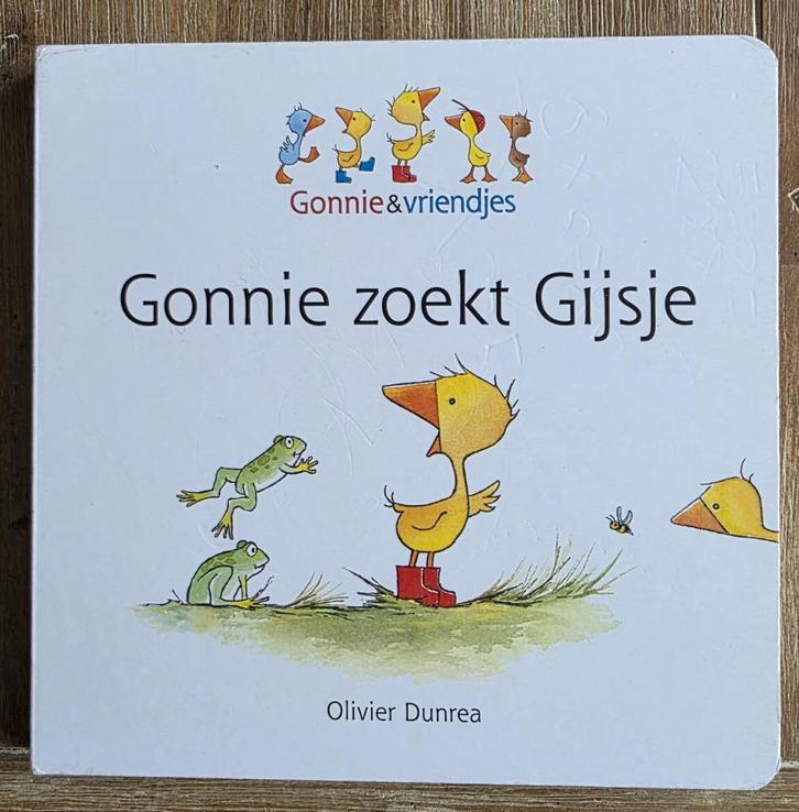 Gonnie zoekt Gijsje - Olivier Dunrea - Kartonboekje, Boeken, Kinderboeken | Baby's en Peuters, Gelezen, 2 tot 3 jaar, Ophalen of Verzenden