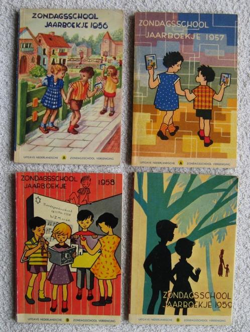 Zondagsschool Jaarboekjes van:1956, 1957, 1958 en 1959, Verzamelen, Religie, Gebruikt, Christendom | Protestants, Boek, Ophalen of Verzenden