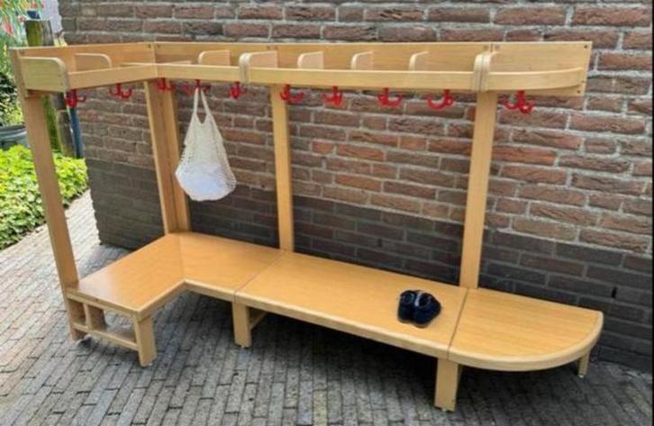 Houten Kinderkapstok met Bankje, Huis en Inrichting, Woonaccessoires | Kapstokken, Zo goed als nieuw, Kinderkapstok, 100 tot 150 cm