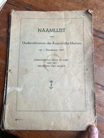 Nederlands Rang Naamlijst Onderofficieren (!) 1947 Marine beschikbaar voor biedingen