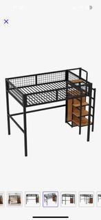 140bx200lx180h matzwarte hoogslaper, Hoogslaper, 160 tot 180 cm, Zo goed als nieuw, Twijfelaar