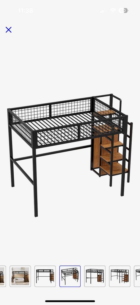 140bx200lx180h matzwarte hoogslaper, Huis en Inrichting, Slaapkamer | Stapelbedden en Hoogslapers, Zo goed als nieuw, Hoogslaper