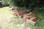 Eiken gebinten van boerderij. Aan stukken gezaagd., Doe-het-zelf en Verbouw, Hout en Planken, Ophalen, Gebruikt, Eiken, 50 mm of meer
