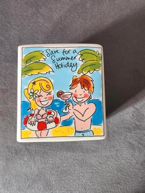 Vierkante Spaarpot Blond Amsterdam - ZGAN, Verzamelen, Spaarpotten, Zo goed als nieuw, Steen, Aardewerk of Keramiek, Ophalen of Verzenden