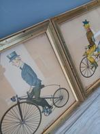 SET oude prenten achter glas in houten vergulde lijst, Antiek en Kunst, Ophalen of Verzenden