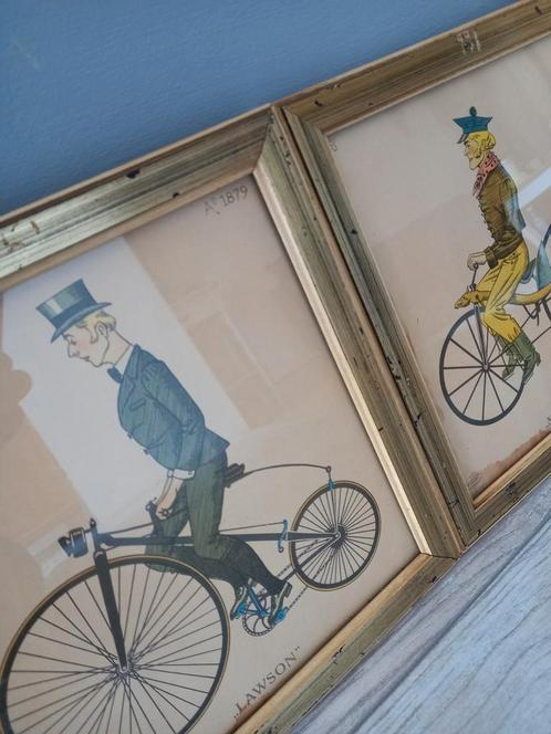SET oude prenten achter glas in houten vergulde lijst, Antiek en Kunst, Antiek | Overige Antiek, Ophalen of Verzenden