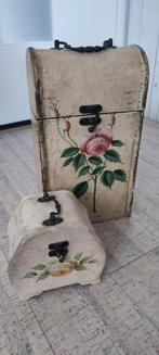 Antiek brocante kistjes wijnkistje opberg kistje beschilderd, Ophalen of Verzenden