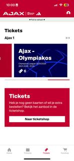 Ajax Olympiakos fieldseat van 022, Tickets en Kaartjes, Sport | Voetbal, Eén persoon