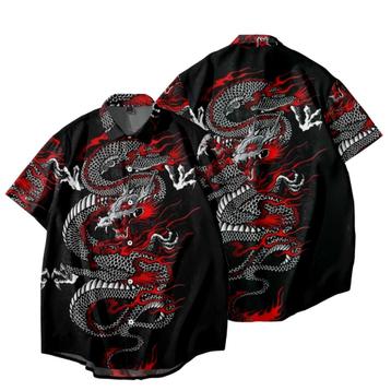 Draken overhemd 2 heren mannen eng japans zwart shirt draak beschikbaar voor biedingen