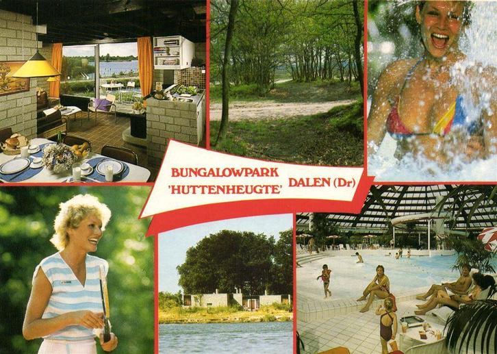 Bungalowpark Huttenheugte, Dalen Dr] - 6 afb o.a. zwembad -, Verzamelen, Ansichtkaarten | Nederland, Gelopen, Drenthe, Voor 1920