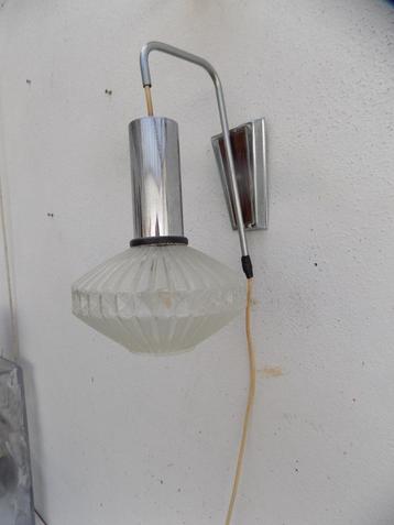 Wandlamp jaren 50 60 mid century chroom glas vintage retro beschikbaar voor biedingen