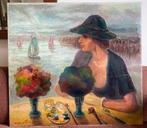 Portret van een schilderende vrouw, Antiek en Kunst, Ophalen