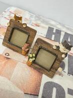 Vintage 2 schattige fotolijstjes met poes kat fotolijst 3D, Ophalen of Verzenden, A, A, A