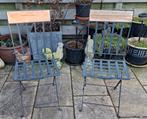 2 Vintage Bistro stoeltjes Metaal In goede staat 35,00 samen, Ophalen, Gebruikt, Metaal, Inklapbaar