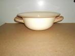 Oud emaille vergiet,beige,bruine rand,izgst,zware kwaliteit, Ophalen of Verzenden