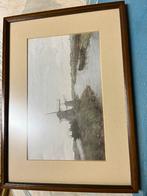 Aguarel- Het Kanaal, Antiek en Kunst, Ophalen of Verzenden