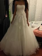 Strapless trouwjurk maat 32 met bloemen, Verzenden, Zo goed als nieuw, Wit, Trouwjurk