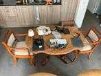 Ovale Eettafel met 2 Stoelen, Ophalen, Gebruikt, 100 tot 150 cm, Eikenhout