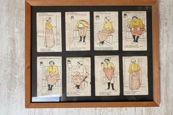 Lijst met humoristische oude plaatjes 2e kamer/toiletbezoek beschikbaar voor biedingen