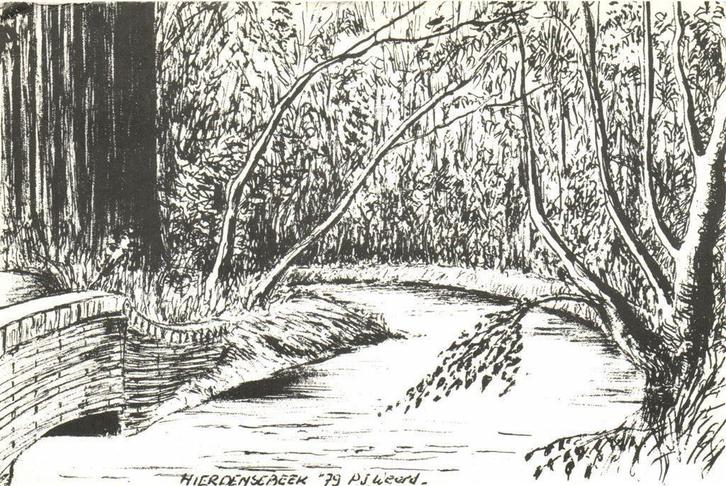 Hierdensebeek 79 P.J. Weerd - tekening - 1979 gelopen, Verzamelen, Ansichtkaarten | Nederland, Ongelopen, Noord-Brabant, Voor 1920
