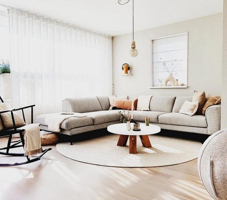 Montel Hoekbank - Zacht Grijs - Week 50 Ophalen, Huis en Inrichting, Banken | Complete zithoeken, Gebruikt, Stof, Ophalen