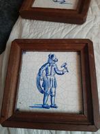 Vintage Delfts Blauwe Tegels in Houten Lijst, Ophalen of Verzenden