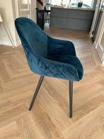8 velvet blauwe eetkamer stoelen (Goossens), Huis en Inrichting, Stoelen, Ophalen, Zo goed als nieuw, Blauw