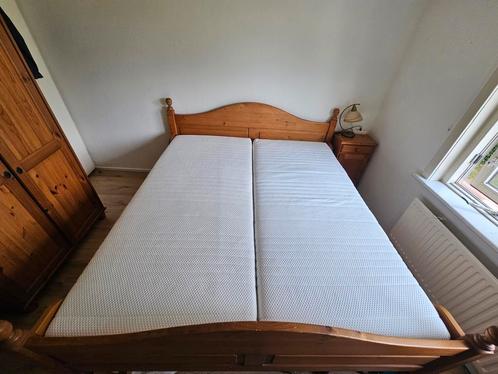 Antiek grenen 2 persoonsbed 180x200, Huis en Inrichting, Slaapkamer | Bedden, Gebruikt, Tweepersoons, 180 cm, 200 cm, Hout, Verstelbaar