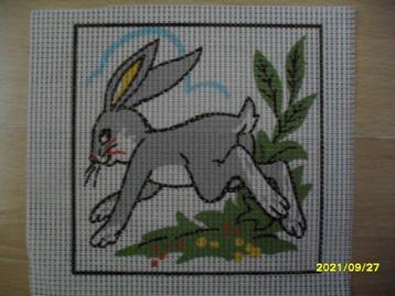 NIEUW Voorbedrukt stramien Konijn. Verkoop ook DMC garens beschikbaar voor biedingen