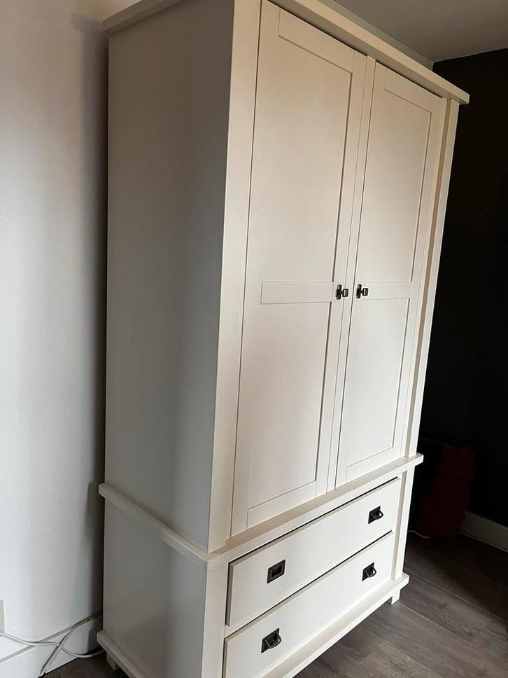 Witte kledingkast met lades, Huis en Inrichting, Kasten | Kledingkasten, Gebruikt, 200 cm of meer, 100 tot 150 cm, 50 tot 75 cm