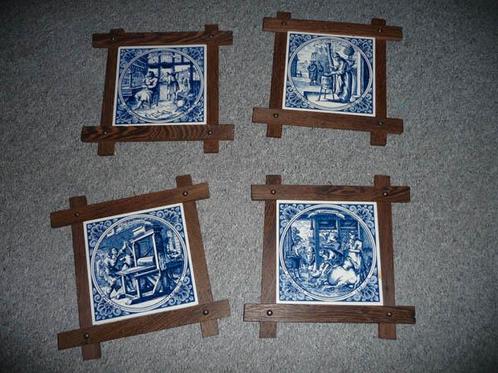 Set van 4 Delft blauw wand tegels afbeelding beroepen, Huis en Inrichting, Woonaccessoires | Wanddecoraties, Gebruikt