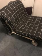 Slaapstoel/slaapbank/opvouwbaar 1 persoons bed (200 x 80 cm), Huis en Inrichting, Slaapkamer | Bedden, Ophalen, Wit frame met zwarte molton met witte lijnen over het matras