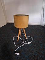 Tafellamp Houten Poot Velours Oker/Goud, Ophalen, Minder dan 100 cm